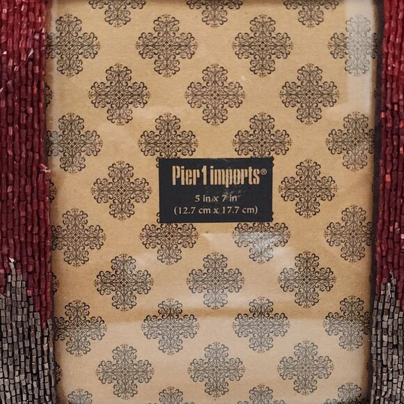 Pier 1 Imports Beaded Picture Frame 5" X 7" Red & Brown - Picture 6 of 13